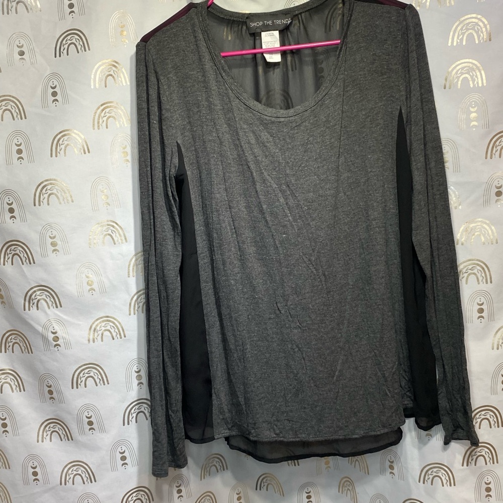 Gray Long Sleeve Blouse